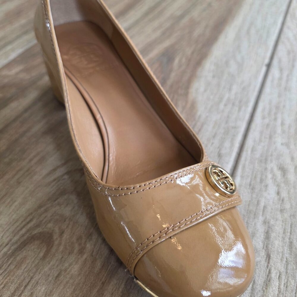 Tory Burch Marion Chestnut Patent Leather Pumps 36.5M